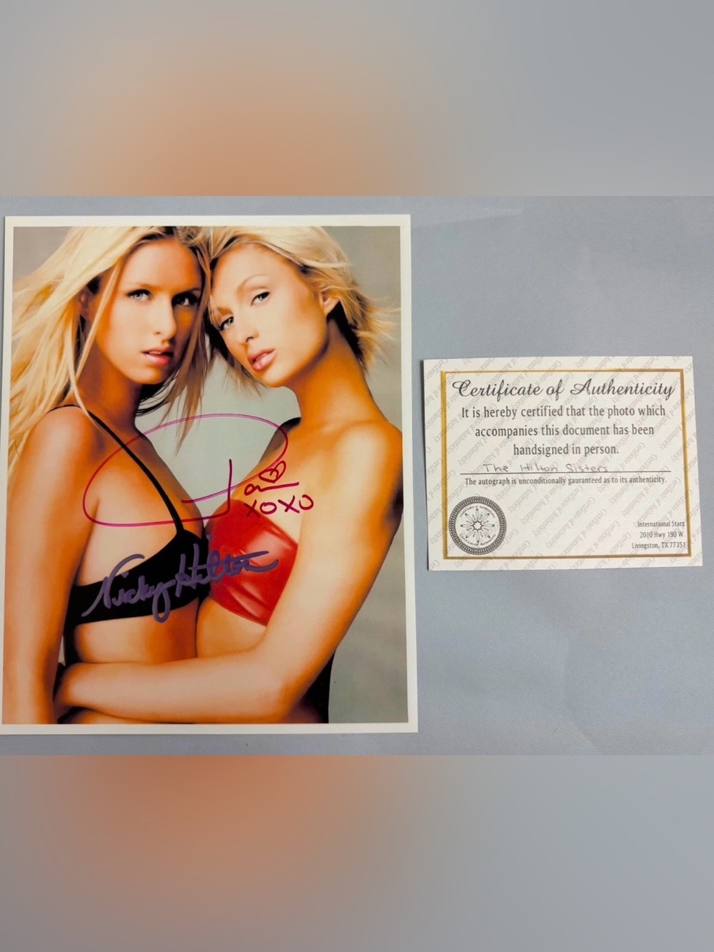 Paris & Nicky Hilton Signed 8x10 Photo Autograph Double Signed w/ COA Y2K Icons